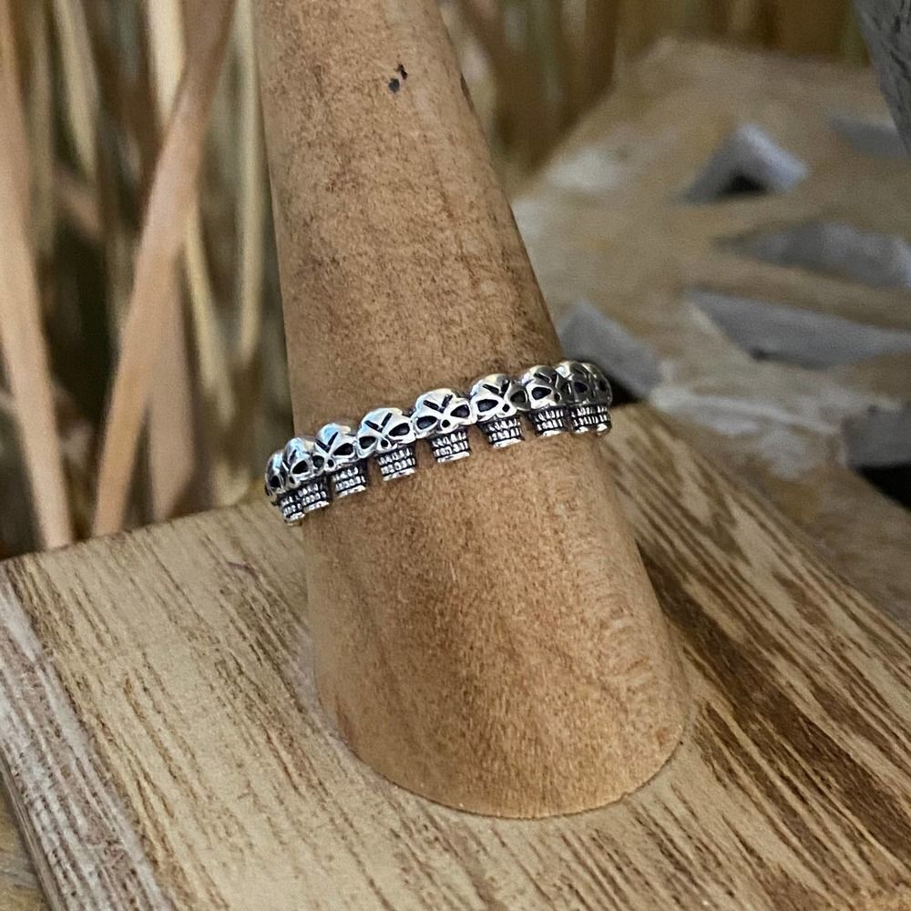 Sterling Silver Multi Skulls Band Ring Sizes 8
